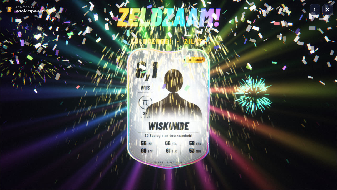 Een zeldzame zilveren kaart met een regenboogtitel, regenboogstralen en confetti